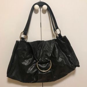 Hobo black leather shoulder bag purse